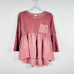 Postmark Anthropologie Mauve Pink Cotton Linen Casual Blouse Size XS